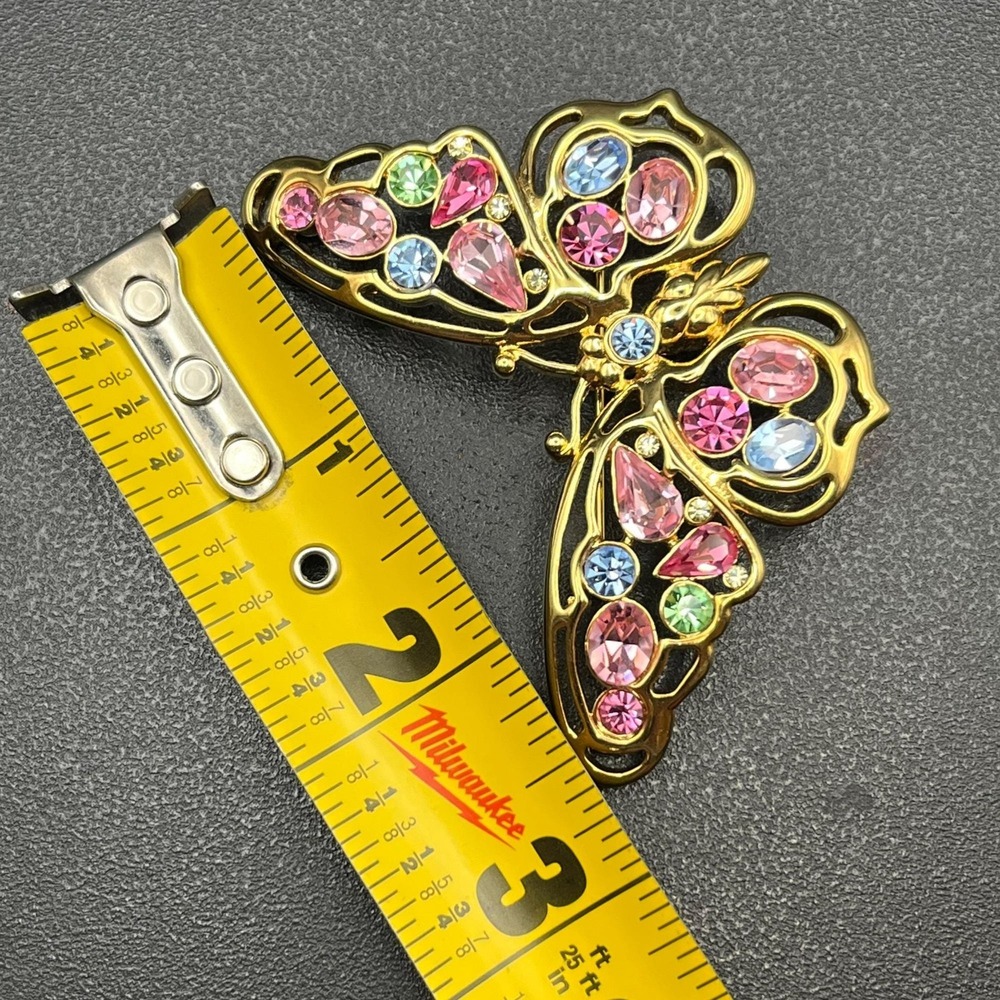 Nolan Miller Pastel Rhinestone Butterfly Brooch - Picture 13 of 14